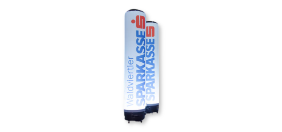Illuminated sealed inflatable tubes produced by AXION for Waldviertler Sparkasse